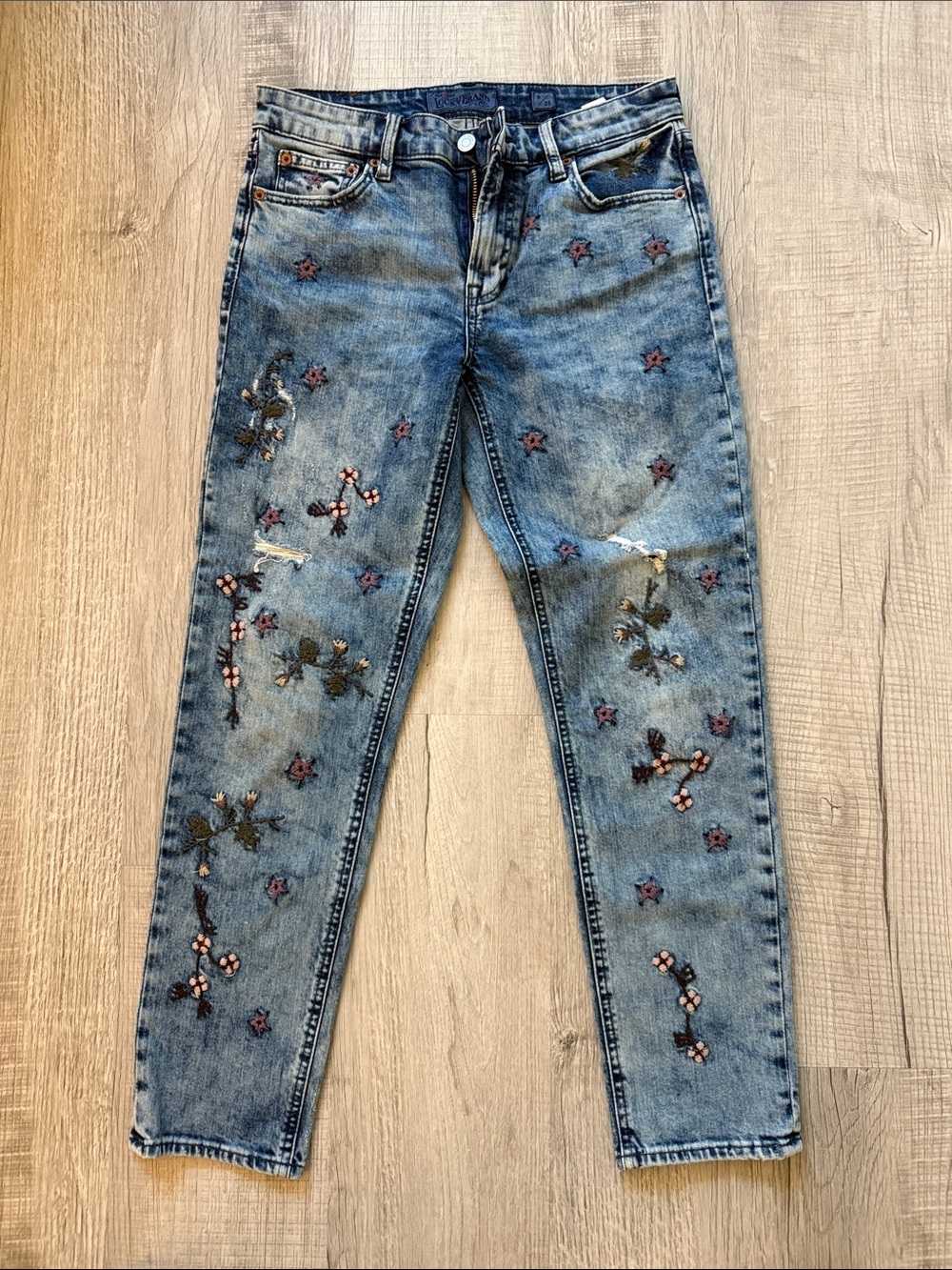 Lucky Brand Sienna Slim Boyfriend Embroidered Jeans